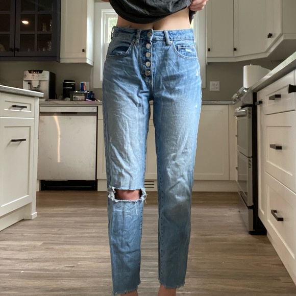 Garage Mom Ripped High Rise Jeans Button - Picture 2 of 5